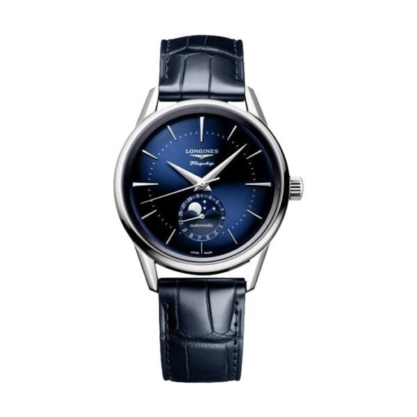 Flagship Heritage Moonphase 38.5mm - Sunray Blue on Leather Strap