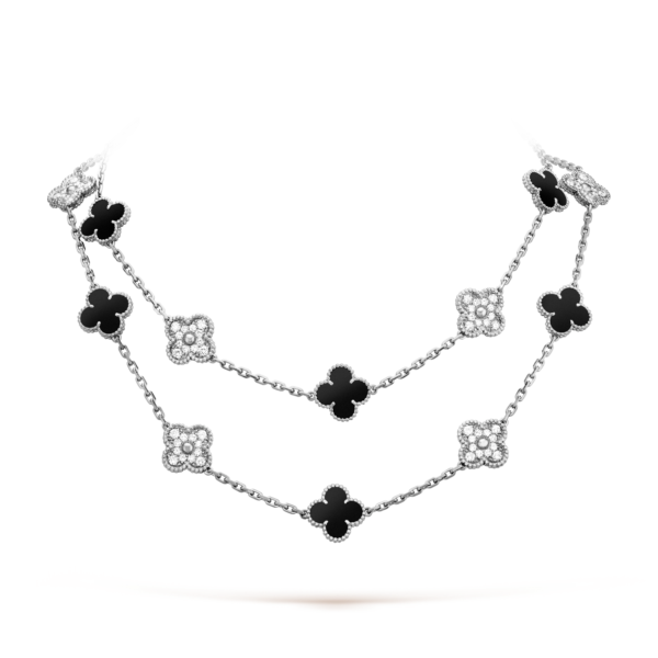 [ELANLUXE]CLOVER 20 MOTIFS ONYX DIAMOND SILVER