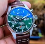 Replica Pilot’s Watch Chronograph, Ref. IW378001 (Stainless Steel Case, Black Dial, Black Leather Strap, 43mm) VK63 Quartz Movement