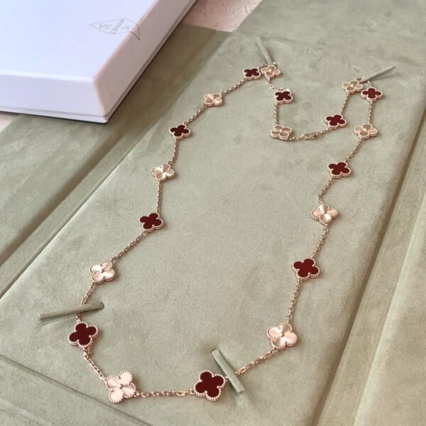 [ELANLUXE]CLOVER 20 MOTIFS LASER CARNELIAN NECKLACE