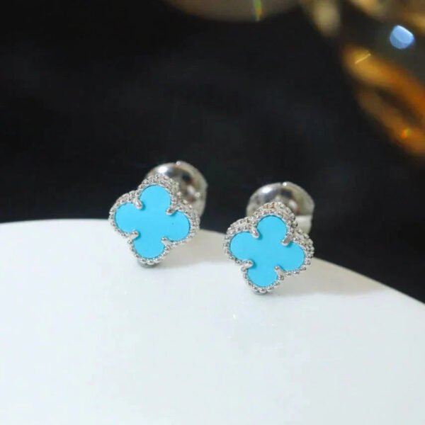 [ELANLUXE]CLOVER MINI 9.5MM ONYX STUD EARRINGS SILVER