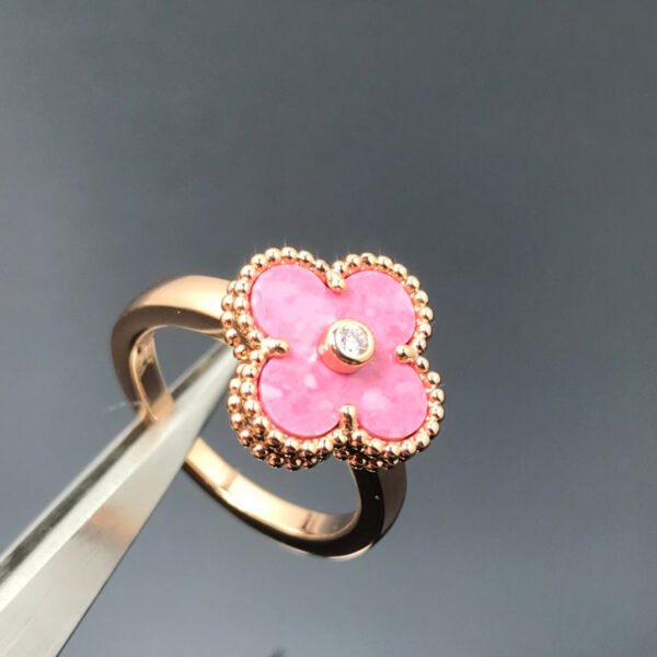 [ELANLUXE]CLOVER RHODONITE ROSE GOLD RING