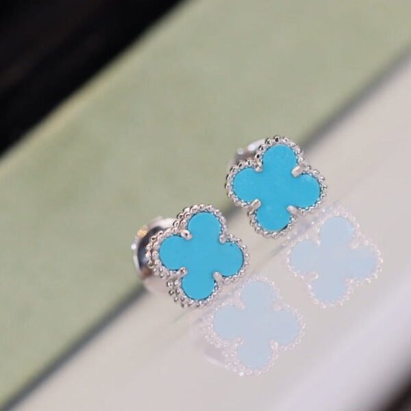 [ELANLUXE]CLOVER MINI TURQUOISE SILVER STUD EARRINGS