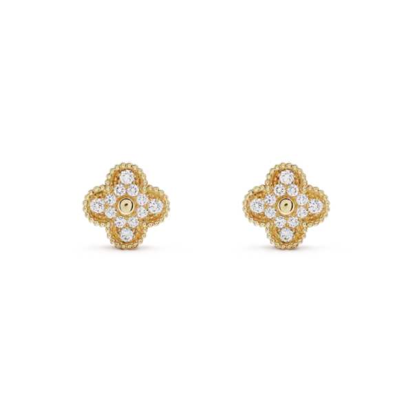 [ELANLUXE]CLOVER MEDIUM 1 MOTIFS FUll DIAMOND EARRINGS