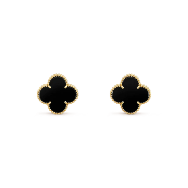 [ELANLUXE]CLOVER MEDIUM 1 MOTIFS  ONYX STUD EARRINGS