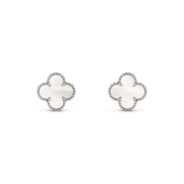[ELANLUXE]CLOVER MEDIUM 1 MOTIFS  WHITE MOP EARRINGS SILVER