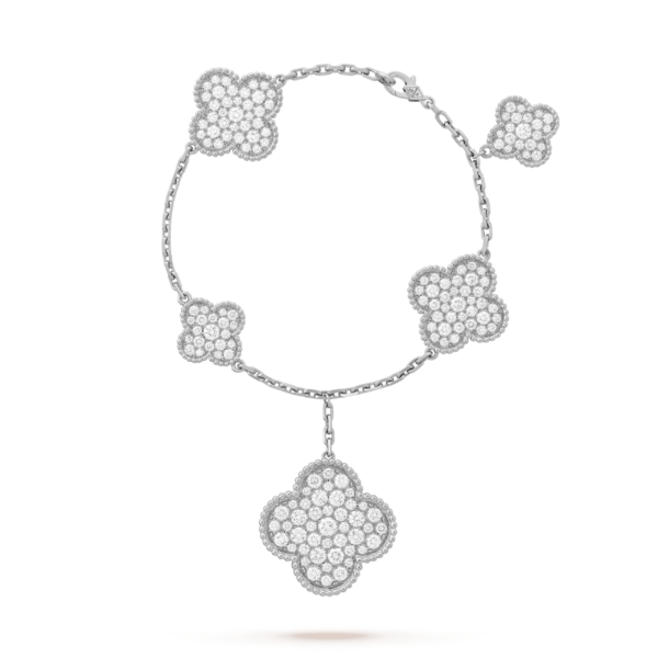 [ELANLUXE]CLOVER 6 MOTIFS SILVER DIAMOND BRACELET