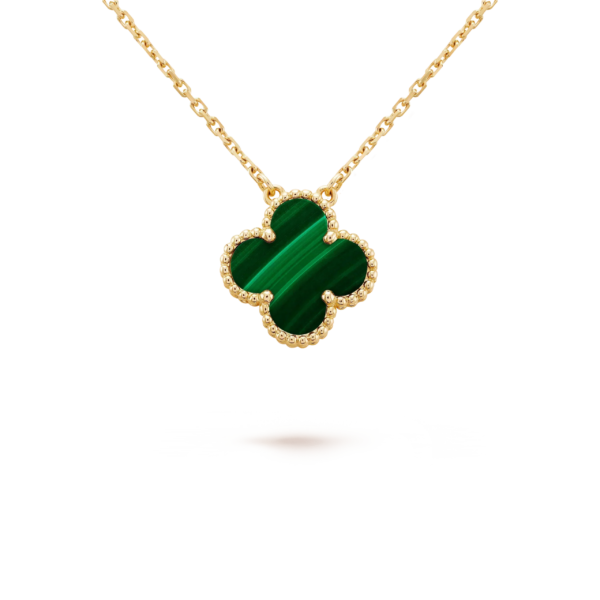 [ELANLUXE]CLOVER 15MM MALACHITE SINGLE FLOWER  NECKLACE