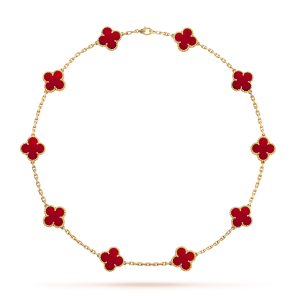 [ELANLUXE]CLOVER 10 MOTIFS CARNELIAN NECKLACE