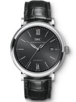 Replica Portofino Automatic IW356502 Steel Black Dial Alligator Strap 40mm