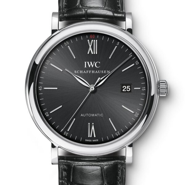 Replica Portofino Automatic IW356502 Steel Black Dial Alligator Strap 40mm