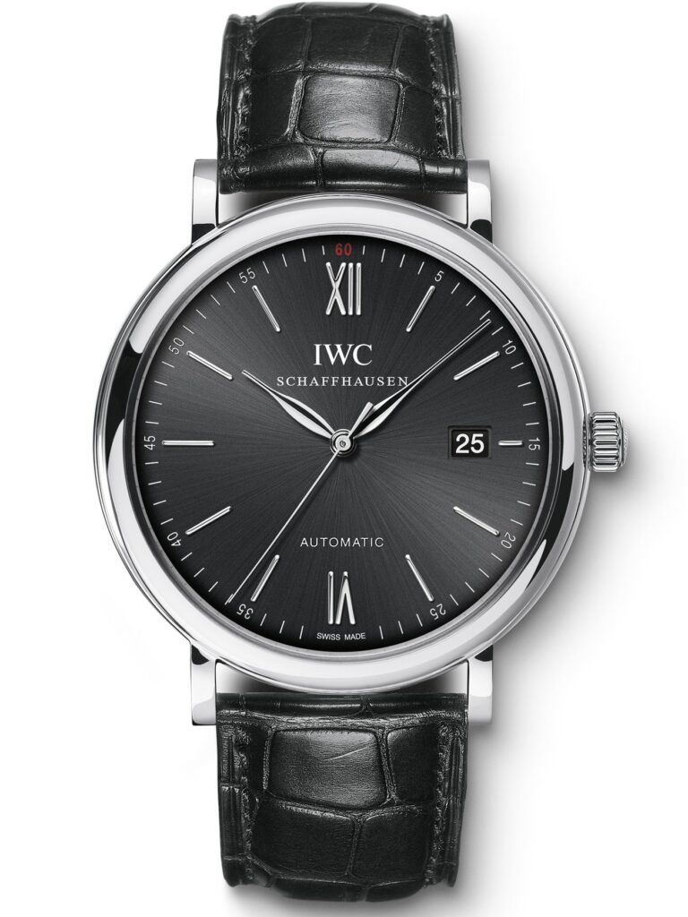 Replica Portofino Automatic IW356502 Steel Black Dial Alligator Strap 40mm
