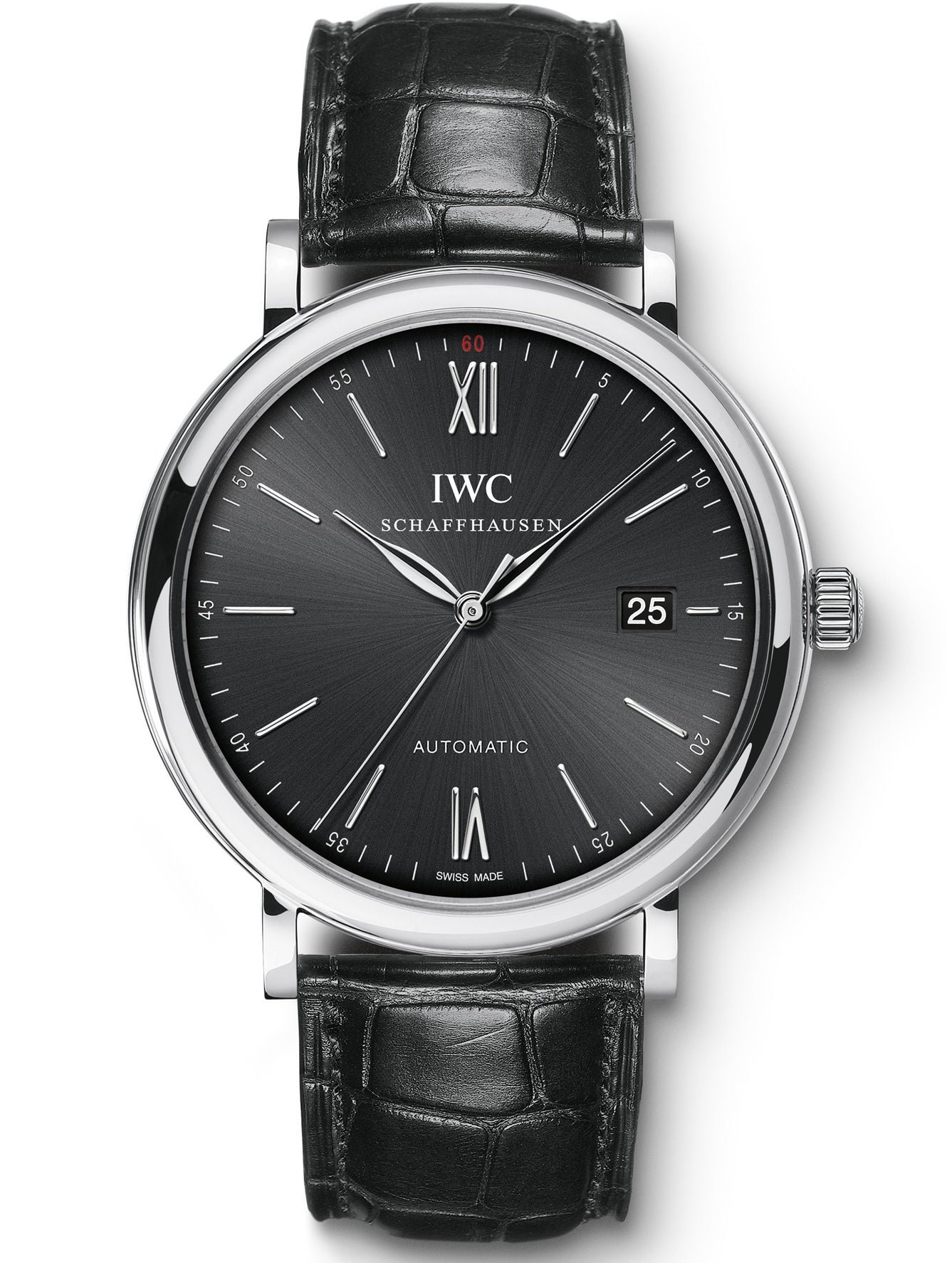 3ec26ab625824e300caf3dee5835df73 Replica Portofino Automatic IW356502 Steel Black Dial Alligator Strap 40mm