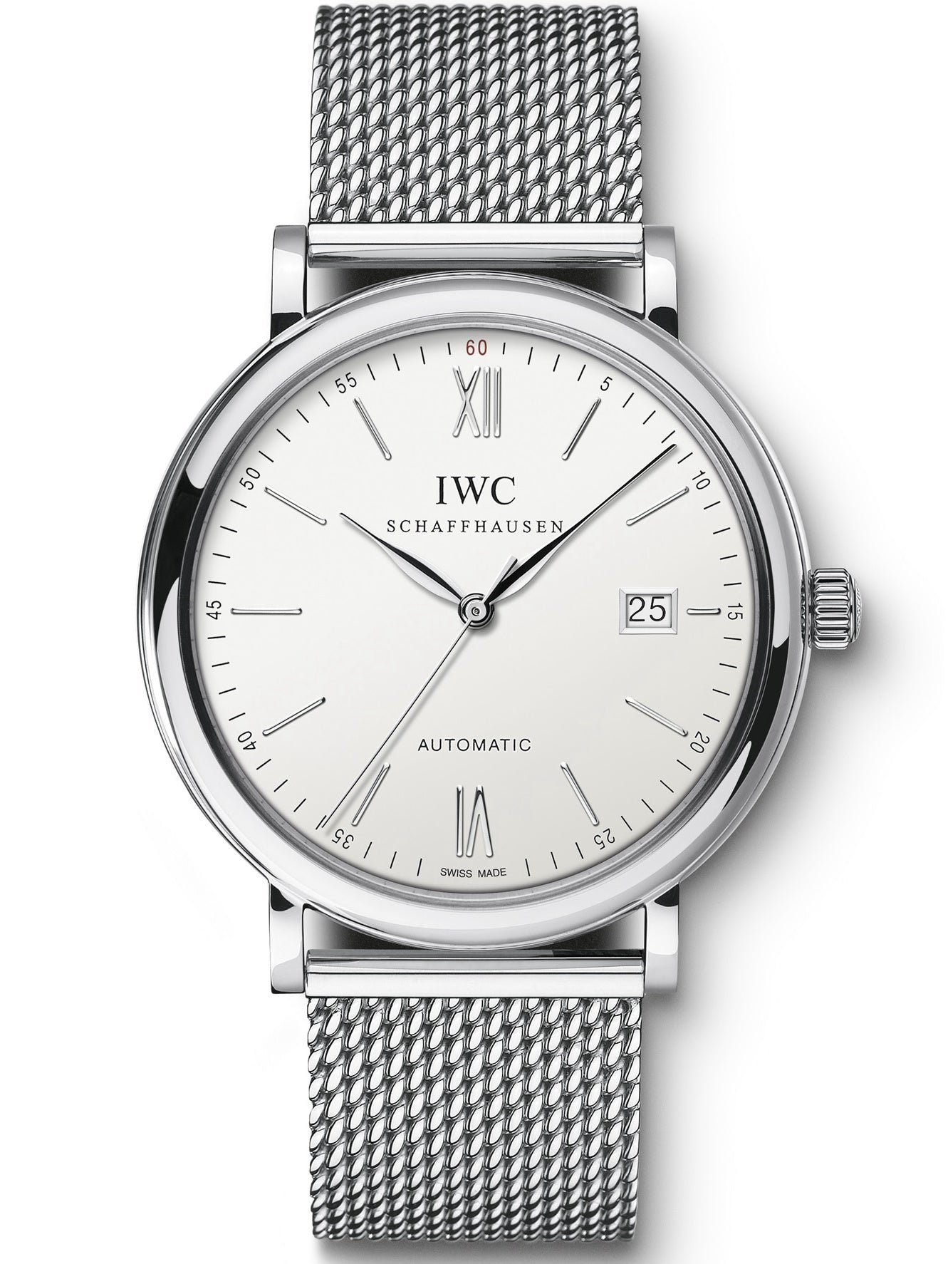 3f1d82929ec1fe7c1030e66220bf49fd Replica Portofino Automatic IW356505 Steel White Dial Milanese Mesh Bracelet 40mm