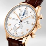 Replica Portugieser Chronograph IW371611 Steel White Dial Brown Alligator Strap 40.9mm