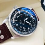 Replica Pilot Worldtimer IW326201 Steel Black Dial Brown Alligator Strap 44mm
