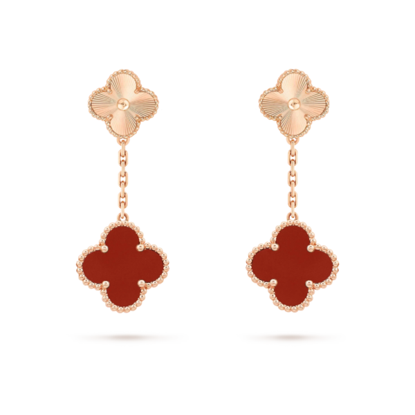 [ELANLUXE]CLOVER 2 MOTIF  LASER CARNELIAN EARRINGS