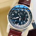Replica Pilot Worldtimer IW326201 Steel Black Dial Brown Alligator Strap 44mm