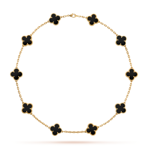 [ELANLUXE]CLOVER 10 MOTIFS ONYX NECKLACE