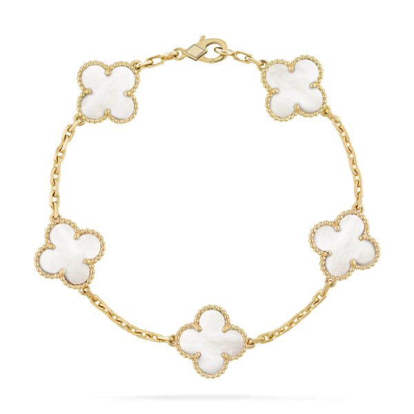 [ELANLUXE]CLOVER  5 MOTIF WHITE MOP BRACELET
