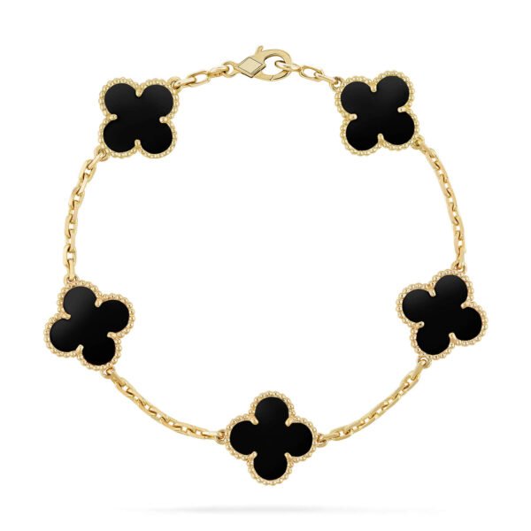 [ELANLUXE]CLOVER  5 MOTIFS BLACK ONYX BRACELET
