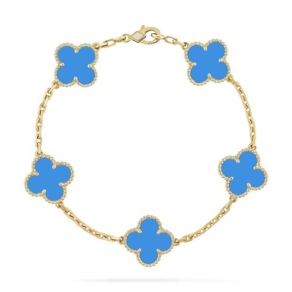 [ELANLUXE]CLOVER 5 MOTIFS BLUE AGATE BRACELET