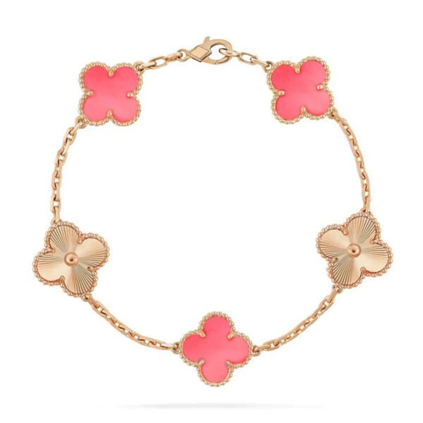[ELANLUXE]CLOVER BRACELET 5 MOTIF PINK AND PINK GOLD