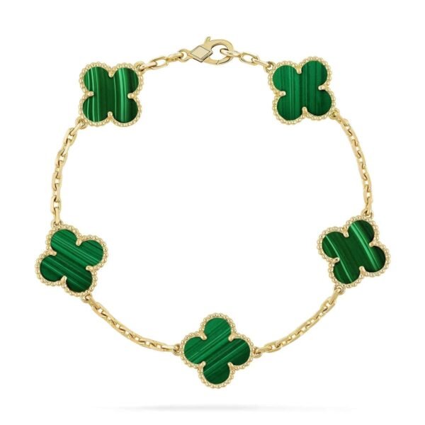 [ELANLUXE]CLOVER 5 MOTIFS MALACHITE BRACELET
