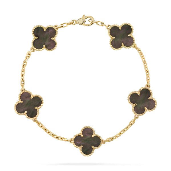 [ELANLUXE]CLOVER 5 MOTIF GRAY MOP  BRACELET