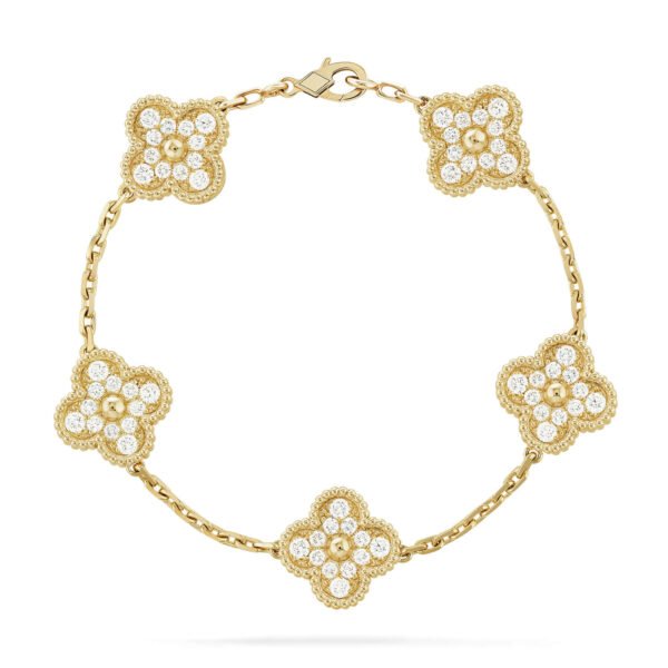 [ELANLUXE]CLOVER 5 MOTIFS  FULL DIAMOND BRACELET