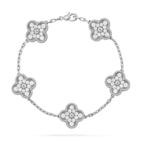 [ELANLUXE]CLOVER 5 MOTIFS  DIAMOND BRACELET SILVER