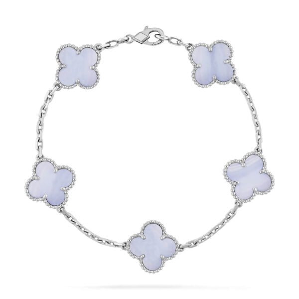 [ELANLUXE]CLOVER  5 MOTIF PURPLE CHALCEDONY BRACELET SILVER