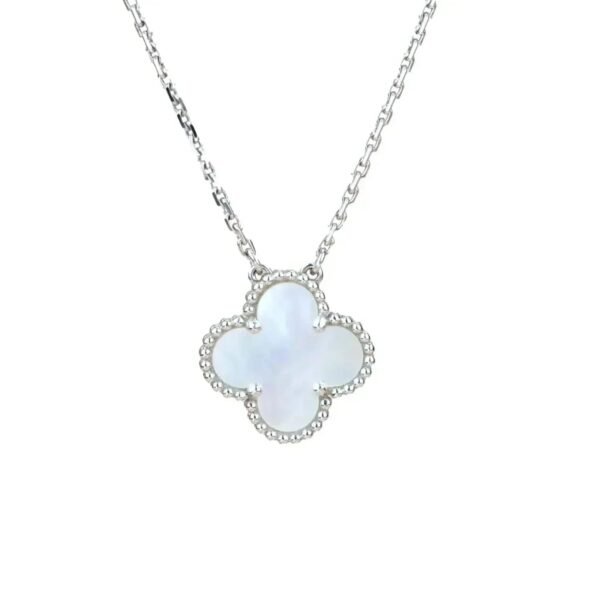 [ELANLUXE]CLOVER  15MM WHITE MOTHER-OF-PEARL SILVER