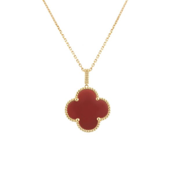 [ELANLUXE]CLOVER 25MM NECKLACE GOLD CARNELIAN