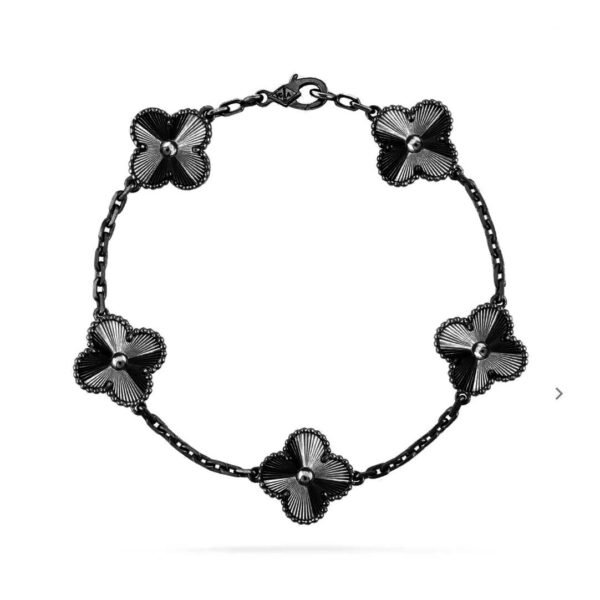 [ELANLUXE]CLOVER 5 MOTIF BLACK BRACELET