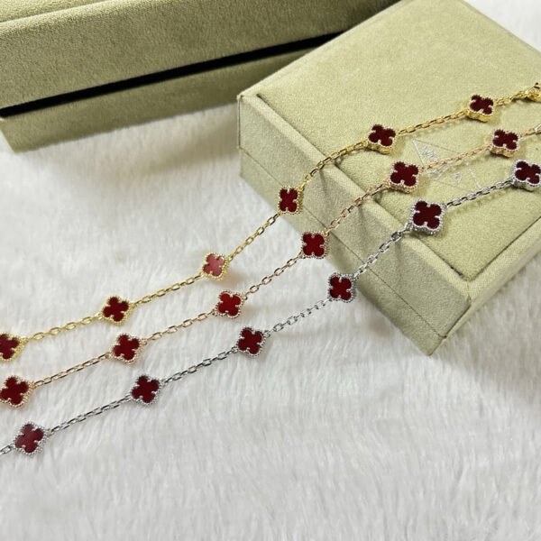 [ELANLUXE]CLOVER 6 MOTIF RED AGATE BRACELET