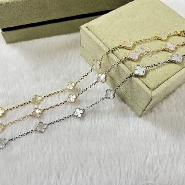 [ELANLUXE]CLOVER 6 MOTIF WHITE MOP BRACELET