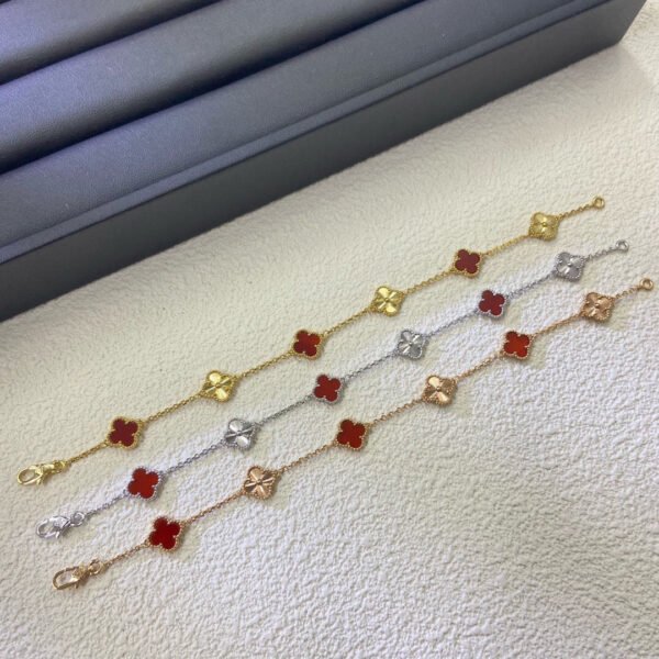 [ELANLUXE]CLOVER 6 MOTIF RED AGATE LASER BRACELET