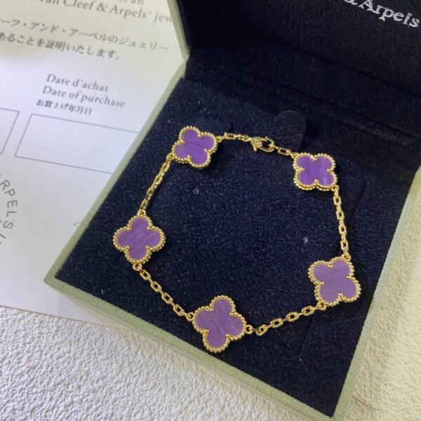 [ELANLUXE]CLOVER  5 MOTIFS  PURPLE VIOLET BRACELET