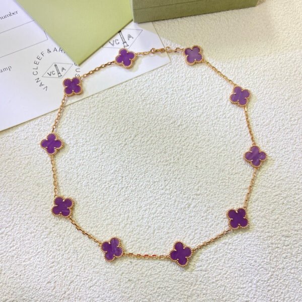 [ELANLUXE]CLOVER 10 MOTIFS  PURPLE VIOLET  NECKLACE