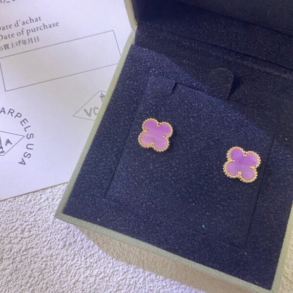 [ELANLUXE]CLOVER MINI 9.5MM  PURPLE VIOLET EARRINGS