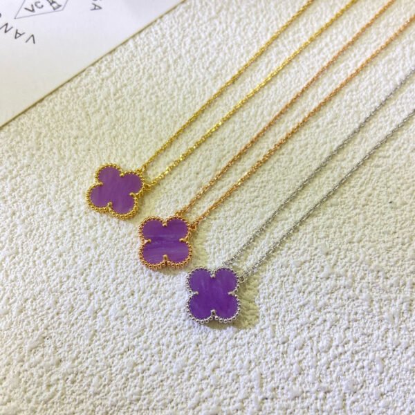 [ELANLUXE]CLOVER 15MM  PURPLE VIOLET NECKLACE