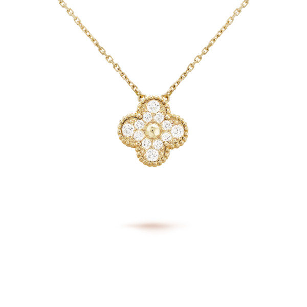 [ELANLUXE]CLOVER 15MM DIAMOND SINGLE FLOWER NECKLACE