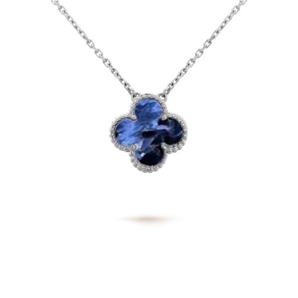 [ELANLUXE]CLOVER 15MM PIETERSITE NECKLACE SILVER