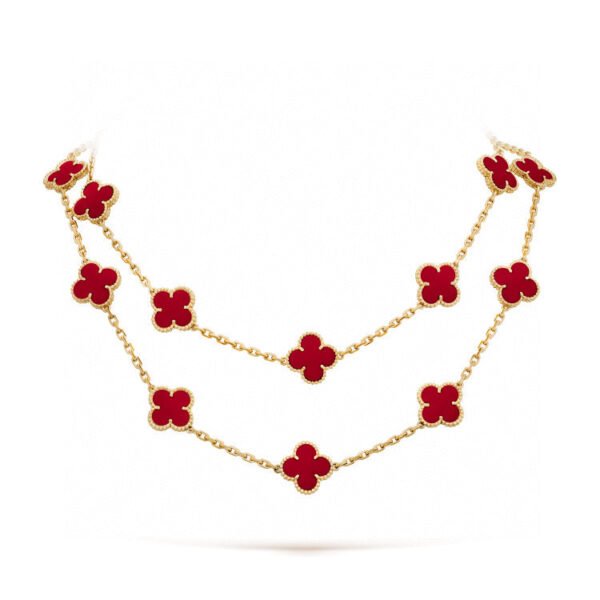 [ELANLUXE]CLOVER 20 MOTIFS CARNELIAN NECKLACE