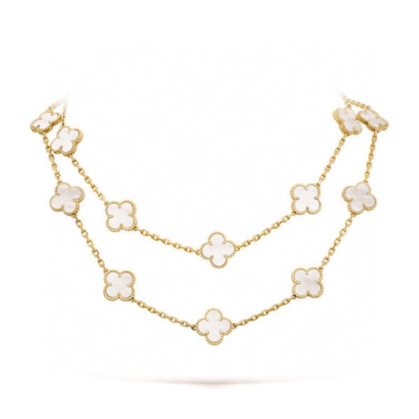 [ELANLUXE]CLOVER 20 MOTIFS WHITE MOP NECKLACE