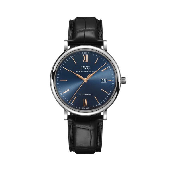 Portofino Automatic Gold Accents 40mm - Blue on Leather Strap