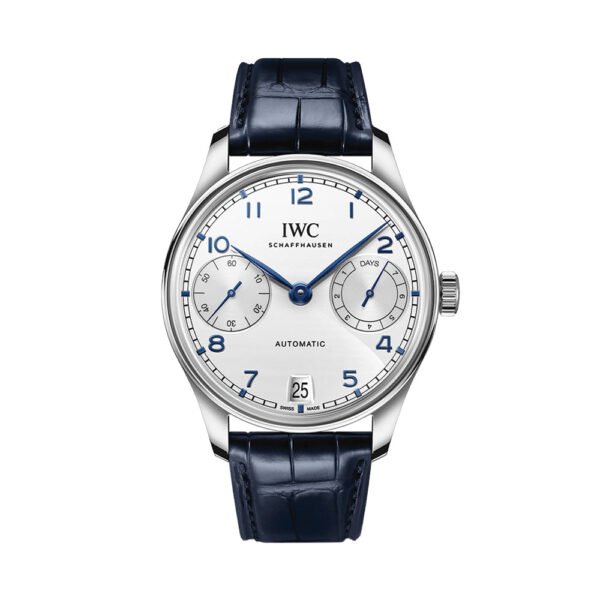 Portugieser Automatic Blue Accents 42mm - Silver-Plated on Blue Leather Strap