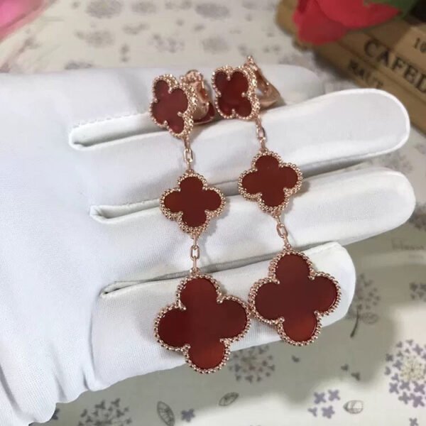 [ELANLUXE]CLOVER 3 MOTIF CARNELIAN DROP EARRINGS