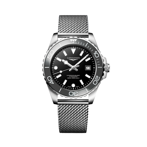 HydroConquest 42mm - Black on Mesh Bracelet